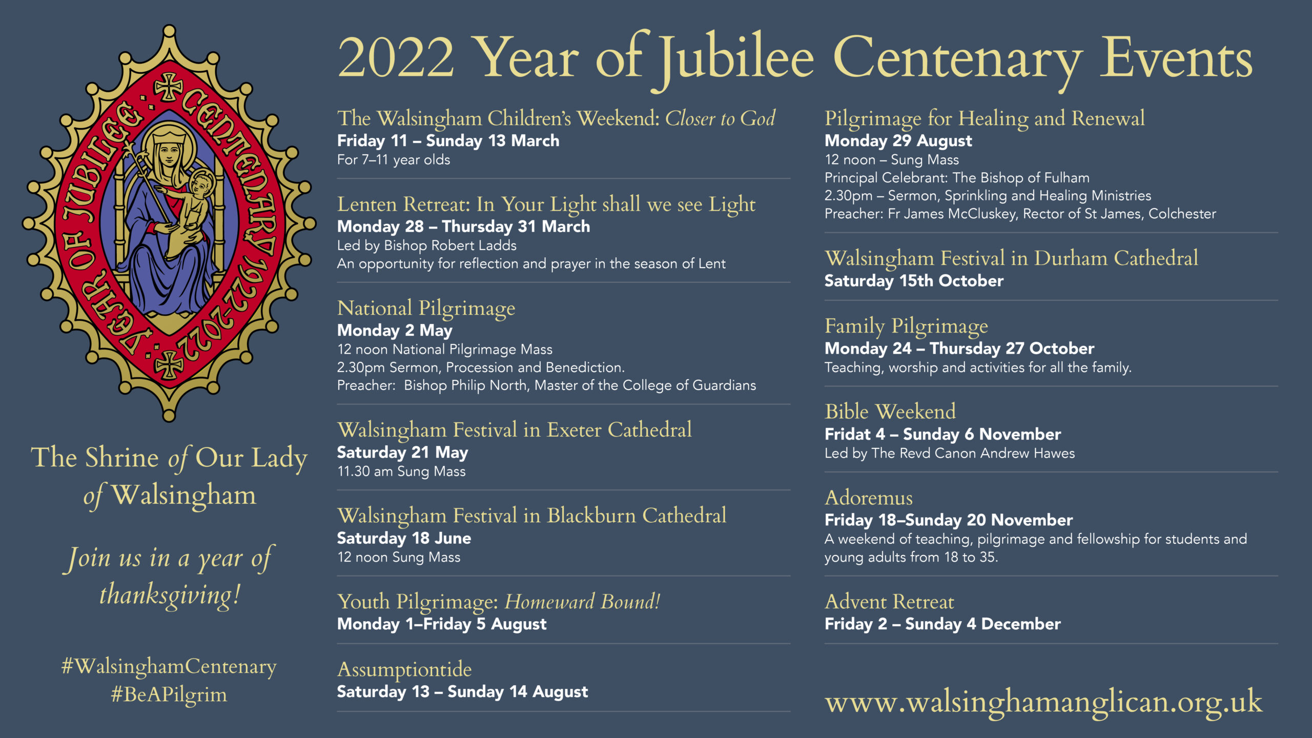 Walsingham Pilgrim Season Dates